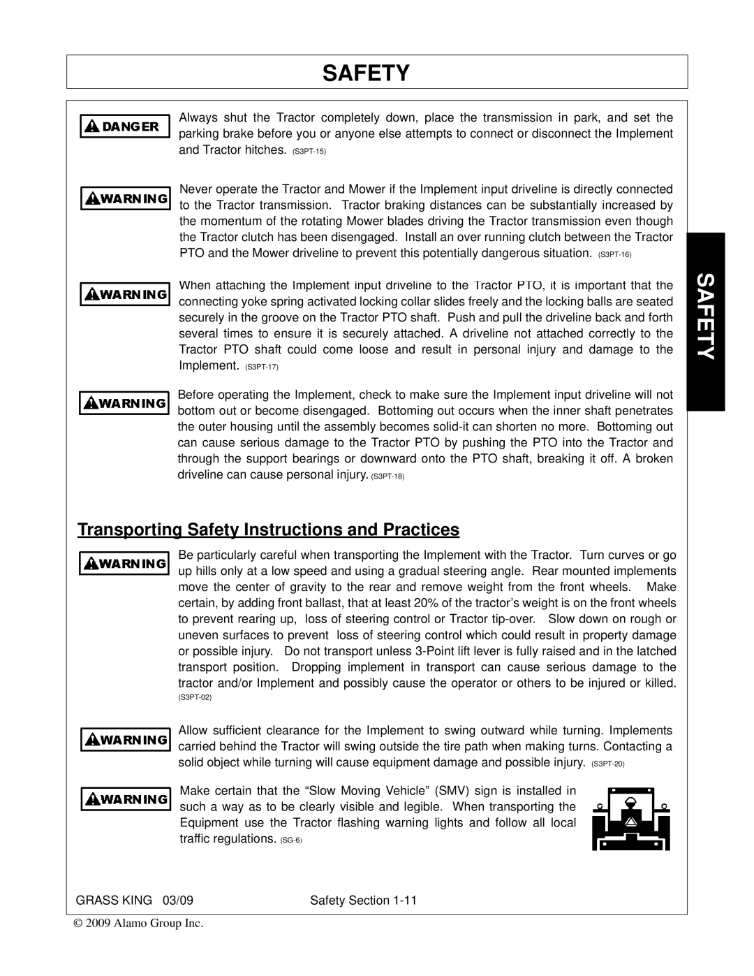 Alamo none manual Transporting Safety Instructions and Practices 