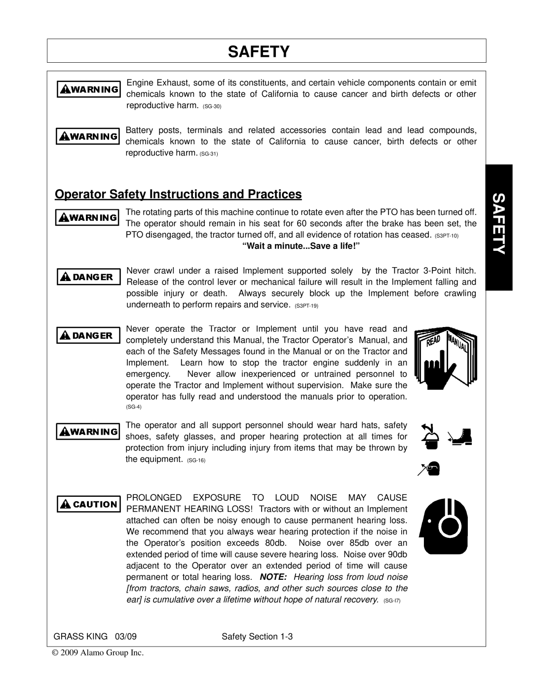 Alamo none manual Operator Safety Instructions and Practices, Wait a minute...Save a life 