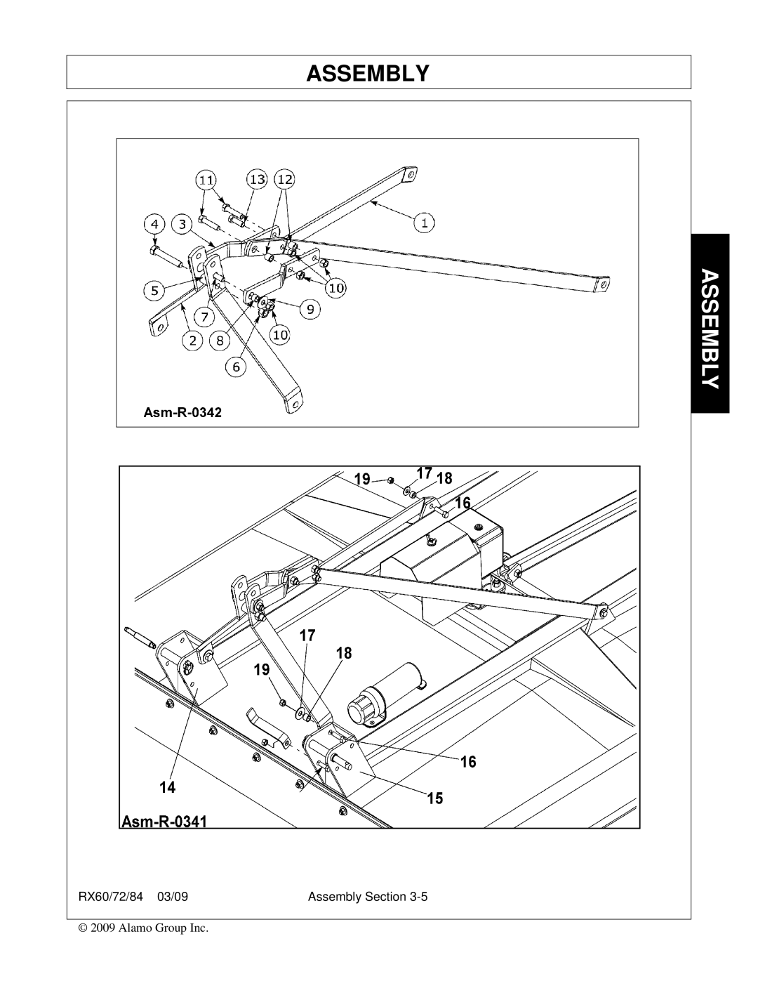 Alamo 00785503C, RX84, RX72 manual RX60/72/84 03/09 Assembly Section 