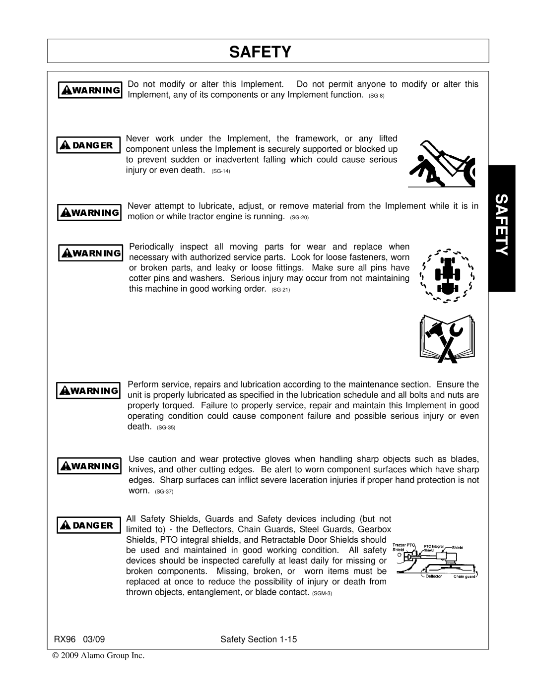 Alamo RX96 manual Safety 