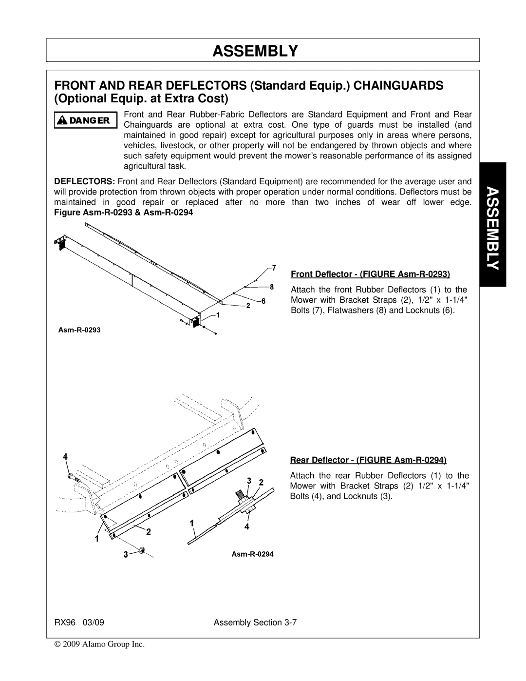 Alamo RX96 manual Rear Deflector Figure Asm-R-0294 