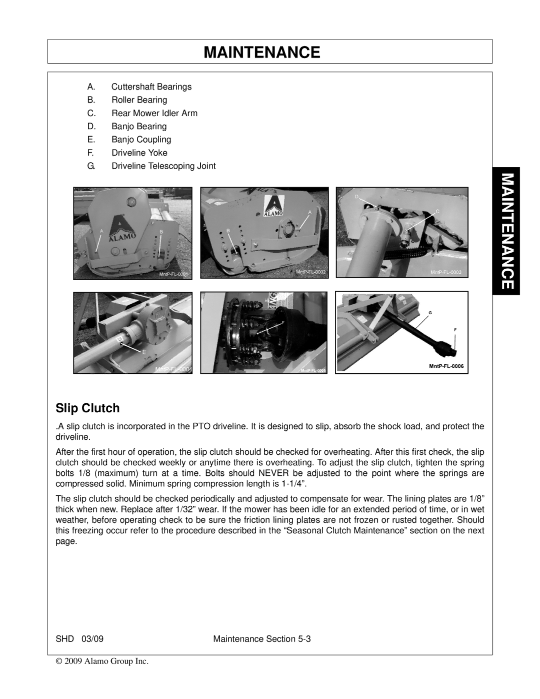 Alamo SHD74, SHD96, SHD62, SHD88 manual Slip Clutch 