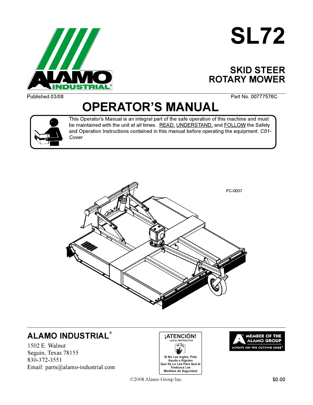 Alamo SL72 manual 