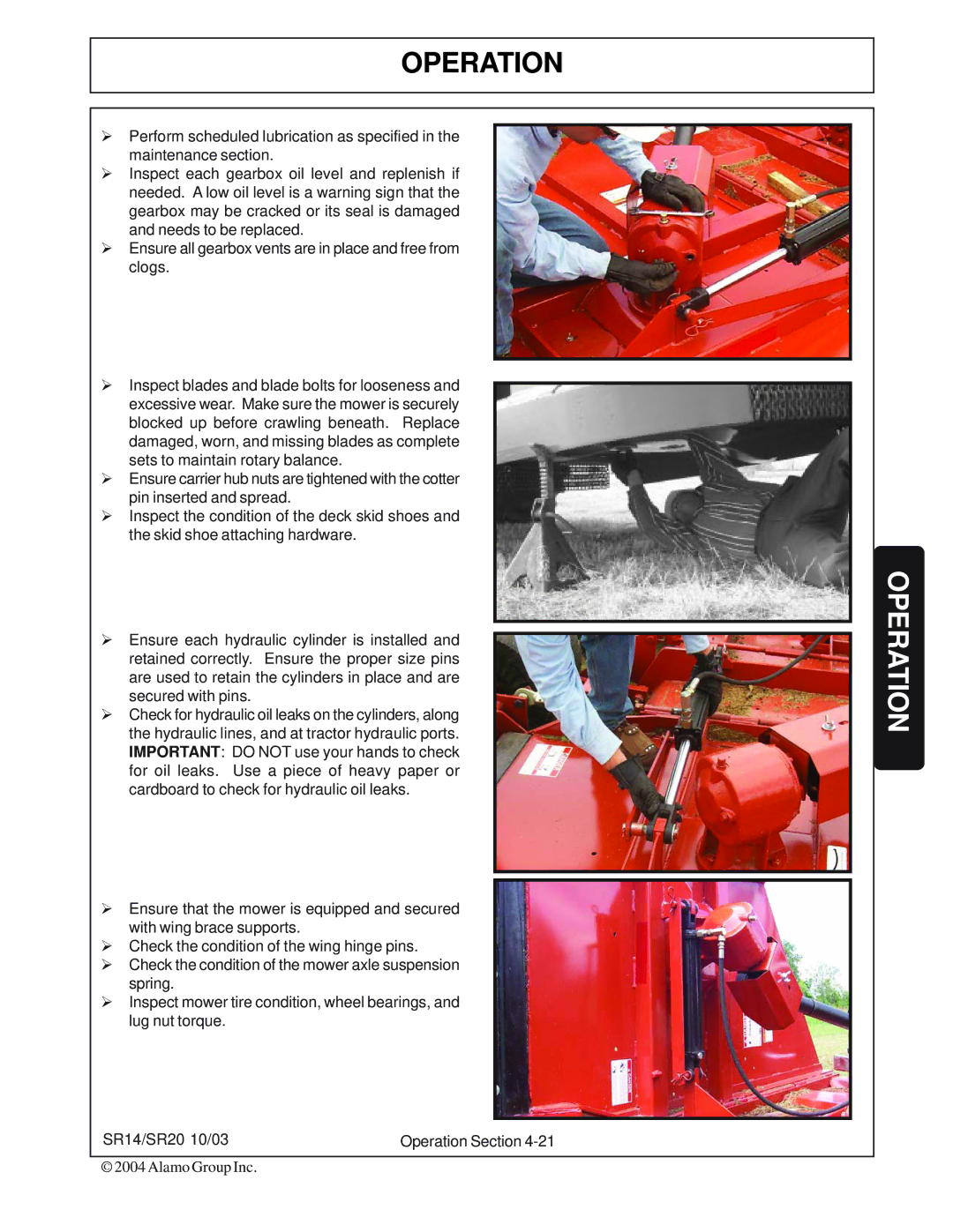 Alamo SR14, SR20 manual Operation 