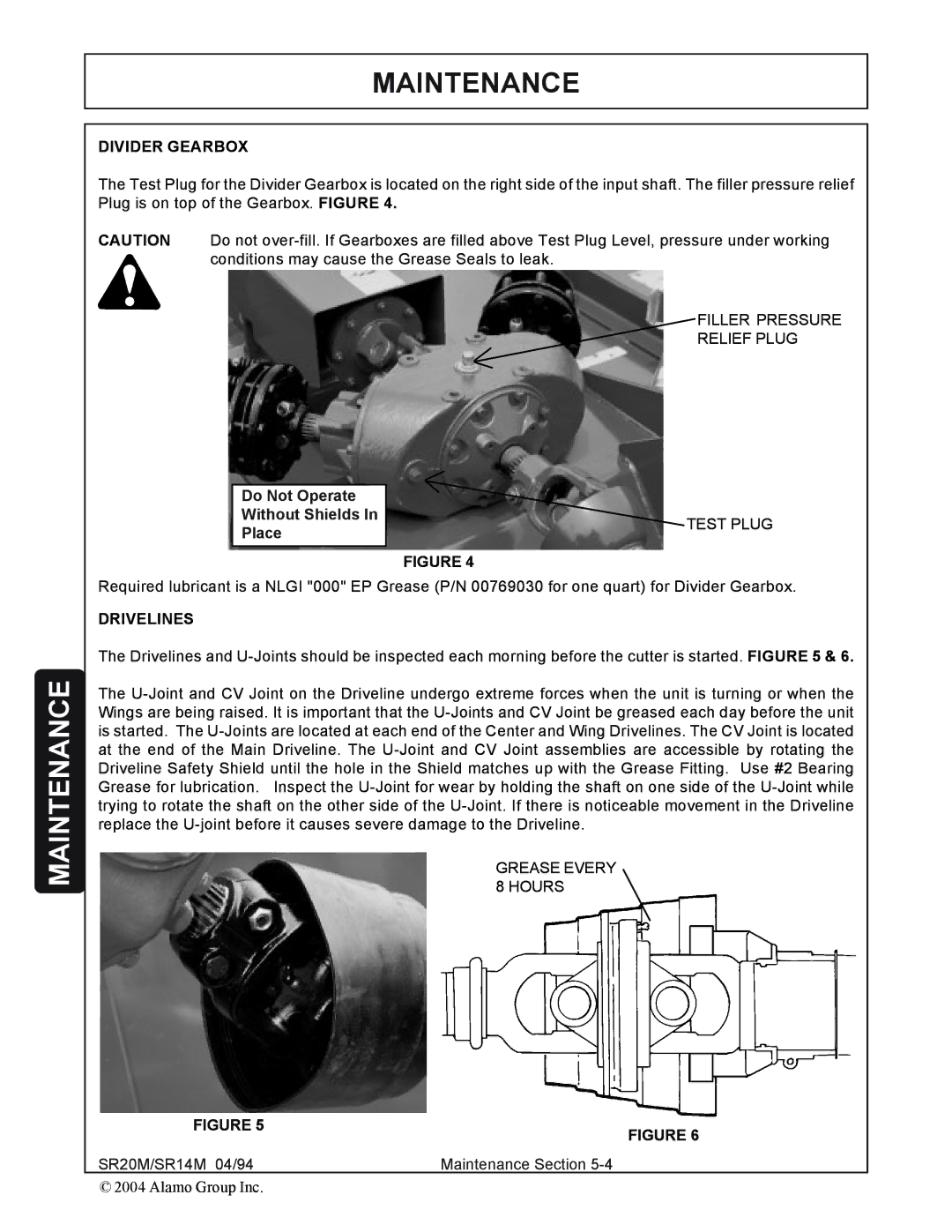 Alamo SR20, SR14 manual Divider Gearbox, Test Plug, Drivelines 