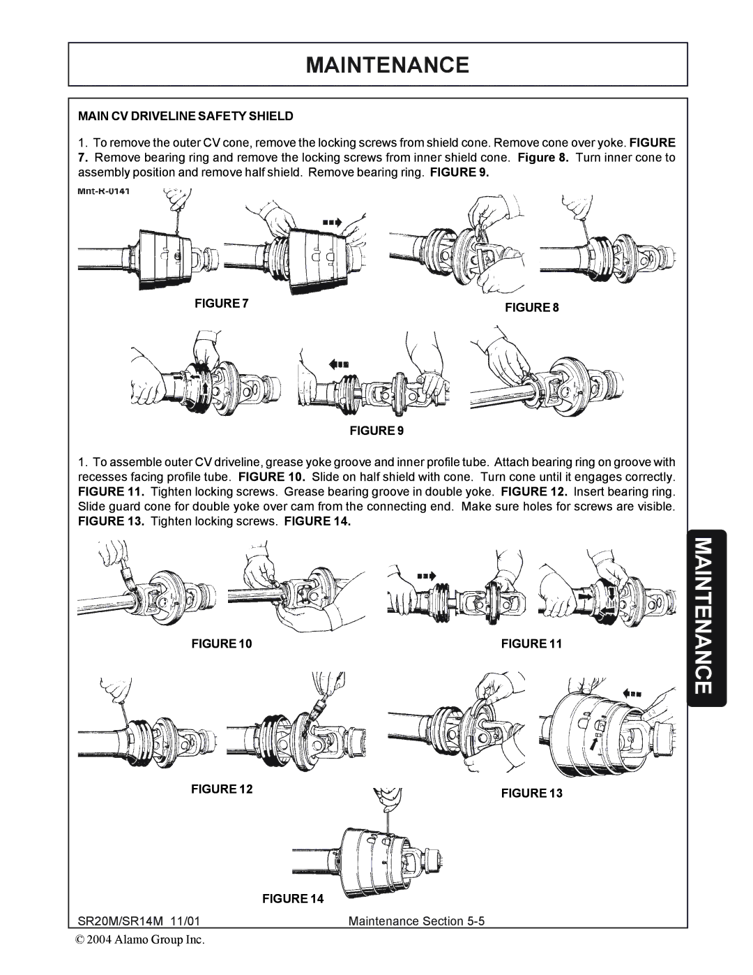 Alamo SR14, SR20 manual Main CV Driveline Safety Shield 