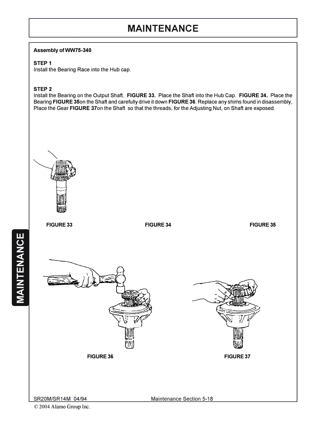 Alamo SR20, SR14 manual Assembly of WW75-340 