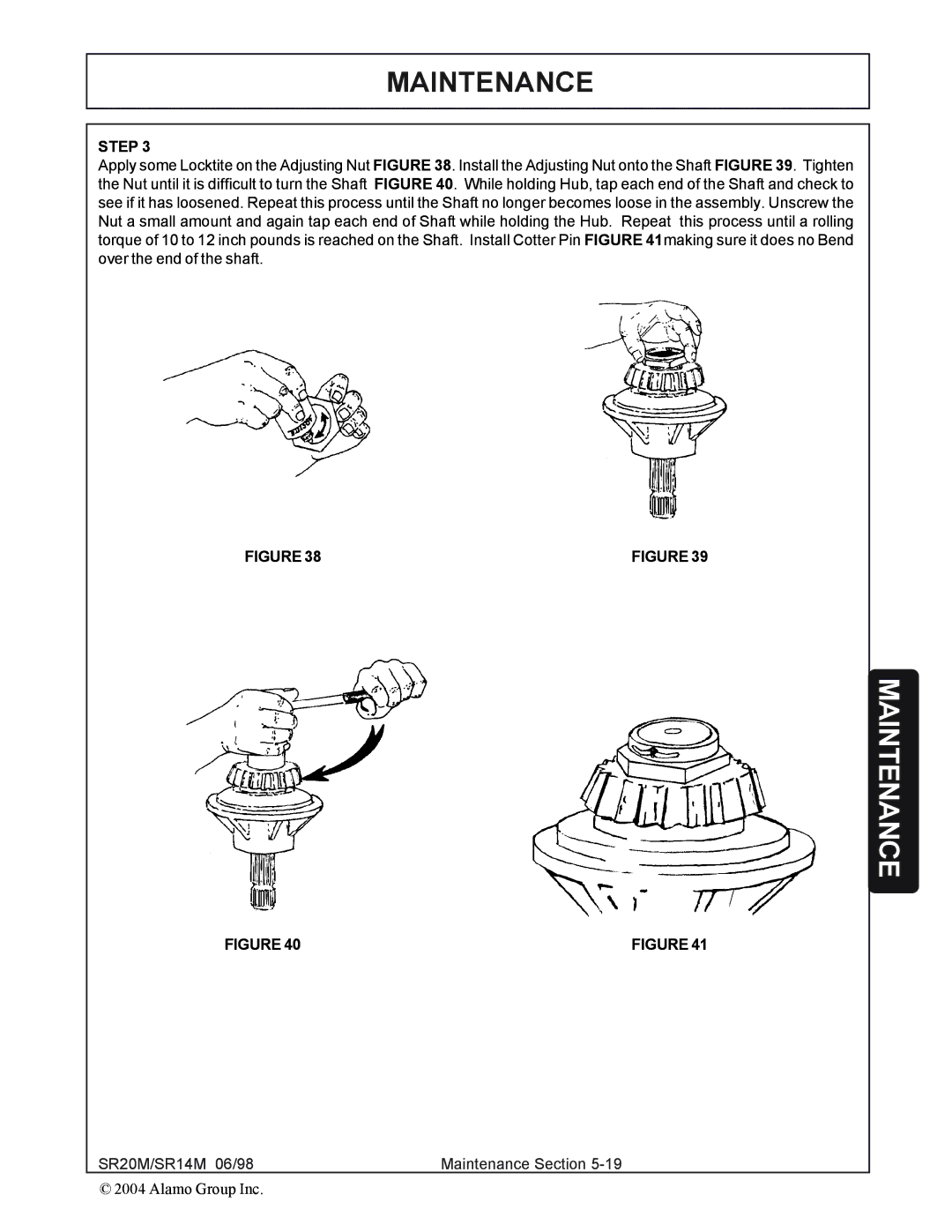 Alamo SR14, SR20 manual Maintenance 