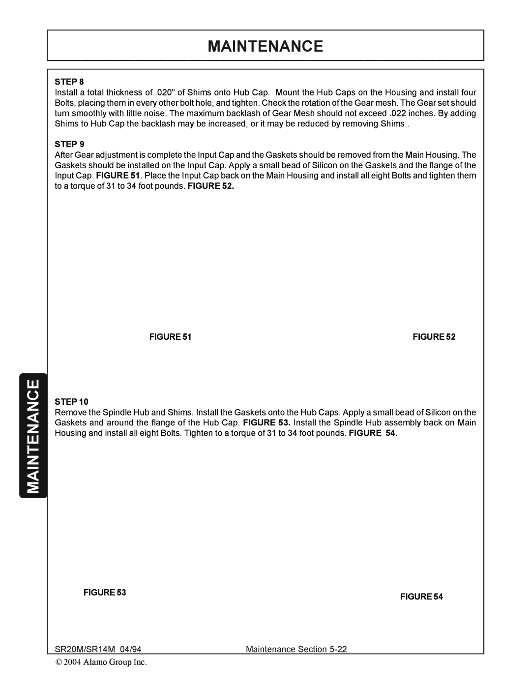 Alamo SR20, SR14 manual Maintenance 