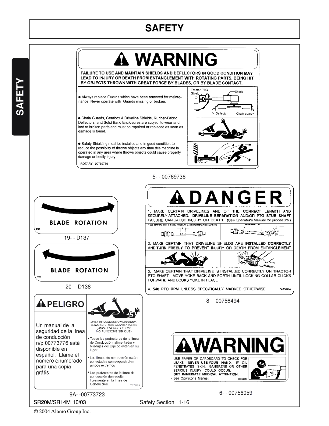 Alamo manual D137 D138 SR20M/SR14M 10/03 Safety Section 