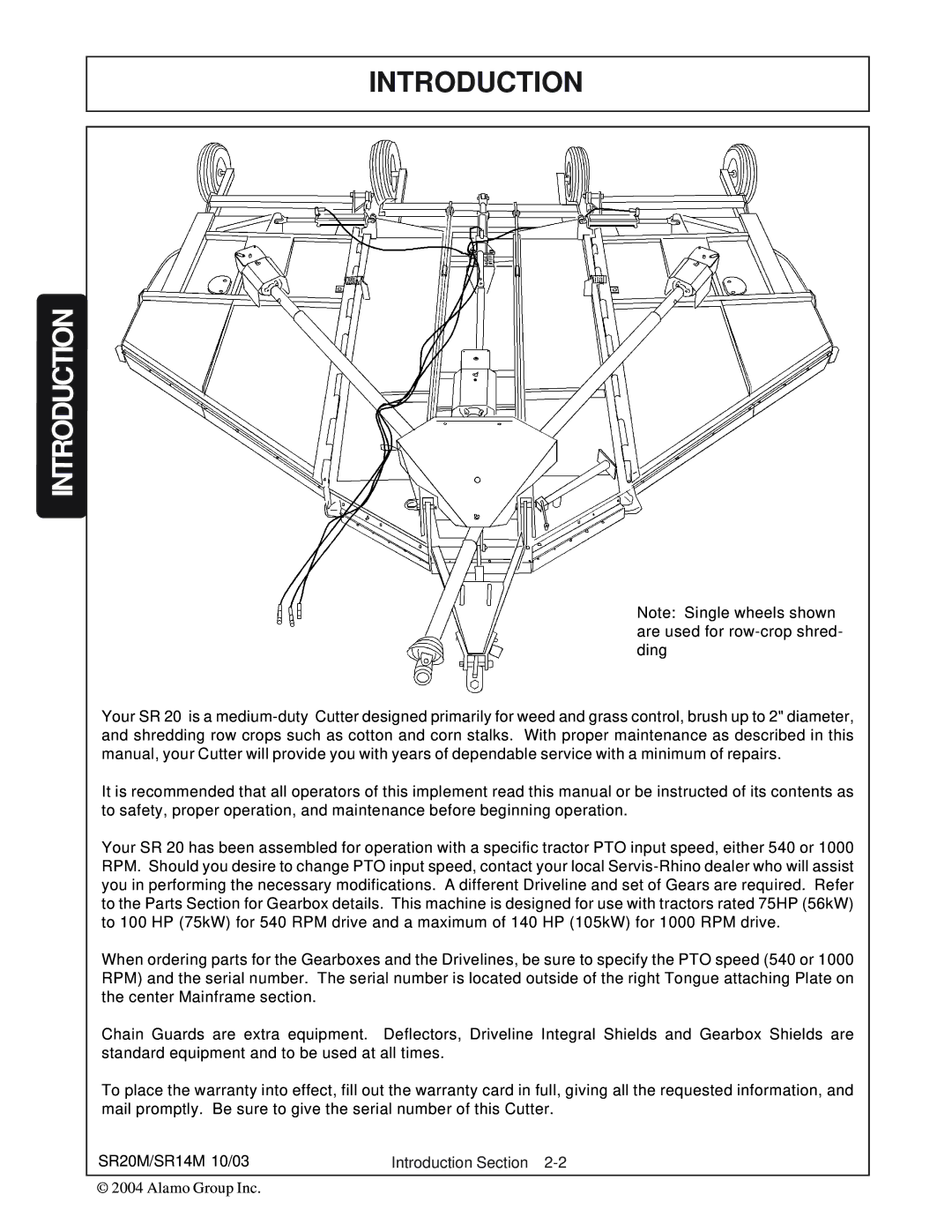 Alamo SR20, SR14 manual Introduction 