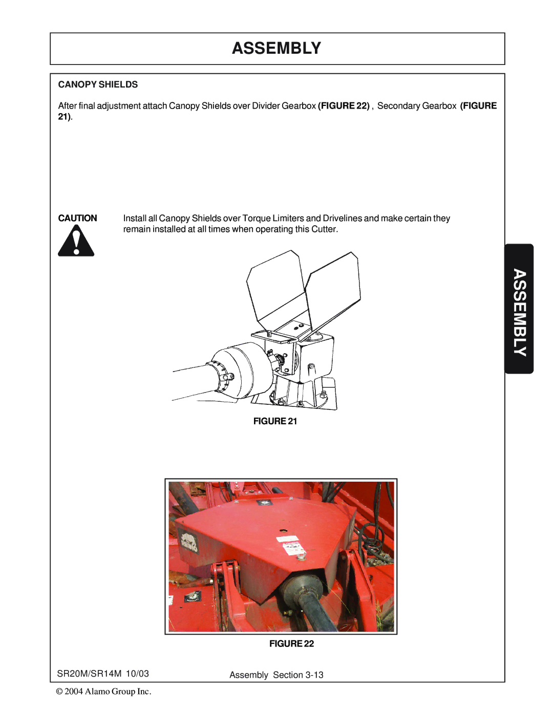 Alamo SR14, SR20 manual Canopy Shields 