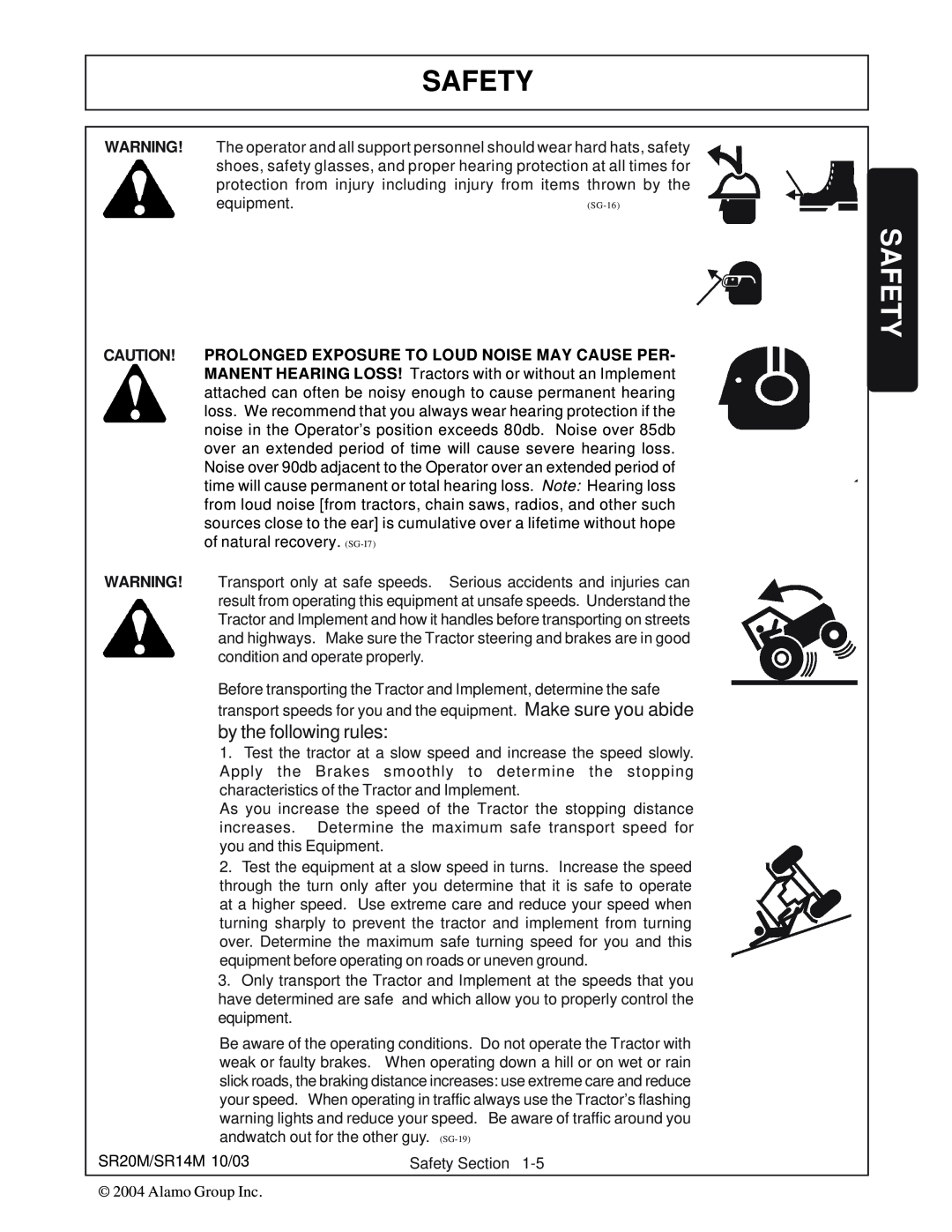 Alamo SR14, SR20 manual Safety, by the following rules 