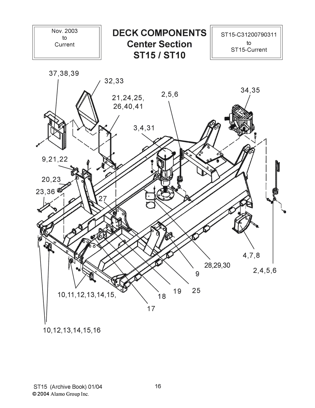 Alamo ST10 manual Nov Deck Components ST15-C31200790311 