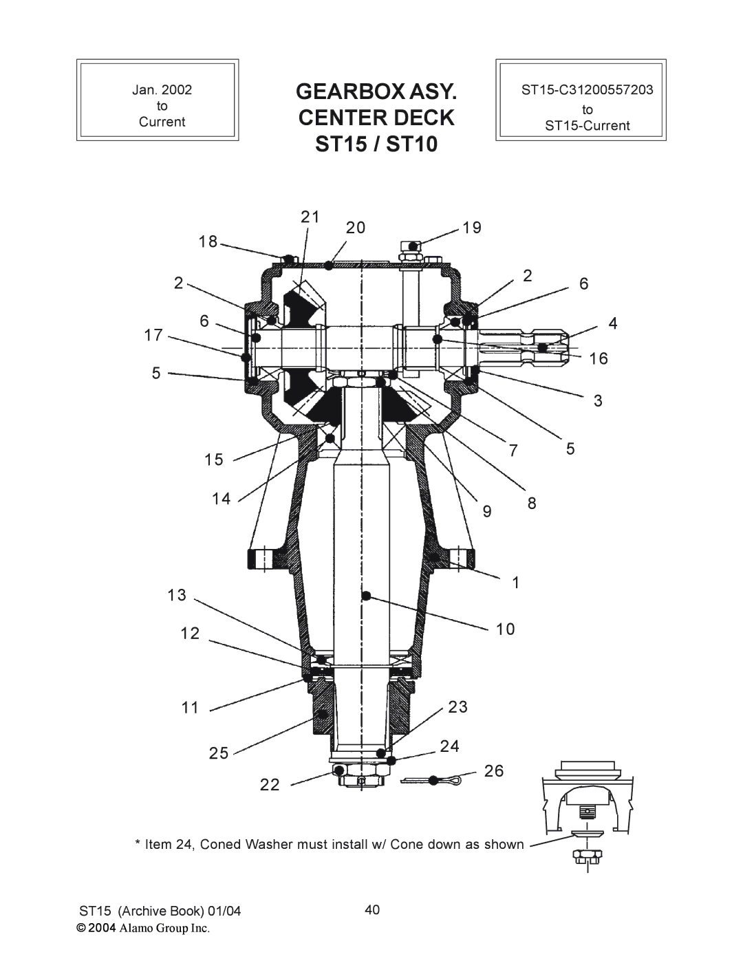 Alamo ST10, ST15 manual Gearbox ASY, Center Deck 