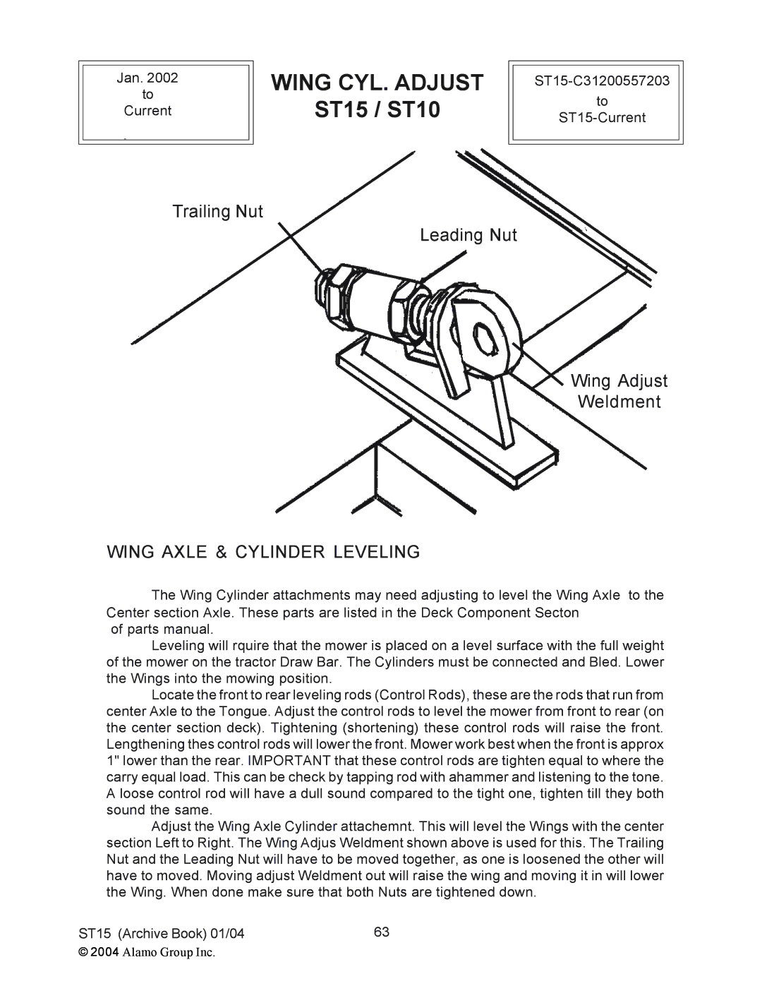 Alamo ST15, ST10 manual Wing CYL. Adjust 