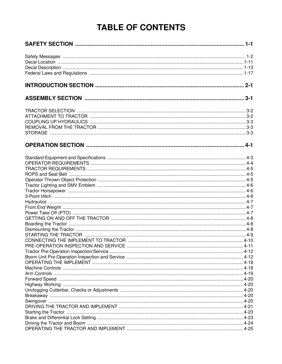 Alamo Swingtrim manual Table of Contents 