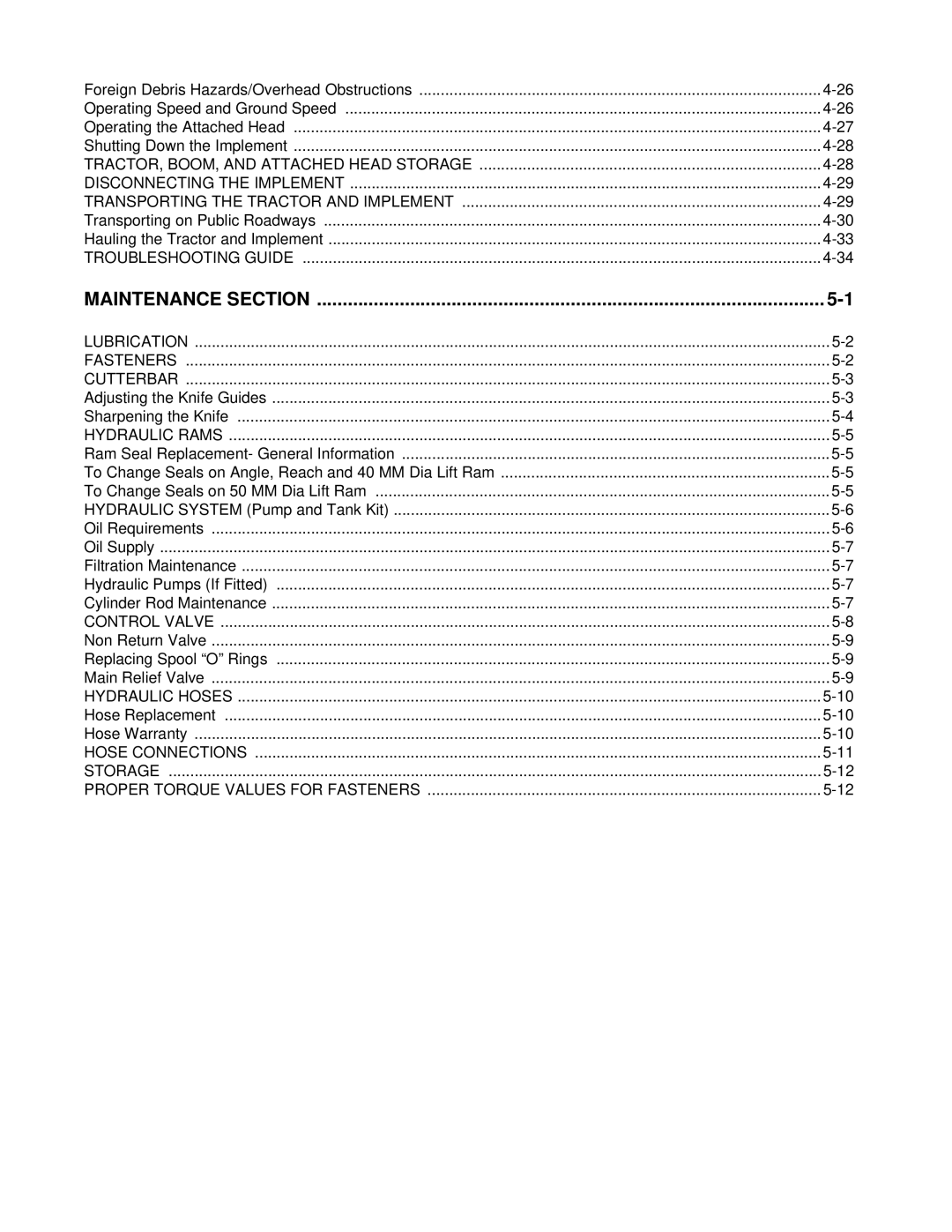 Alamo Swingtrim manual Maintenance Section 