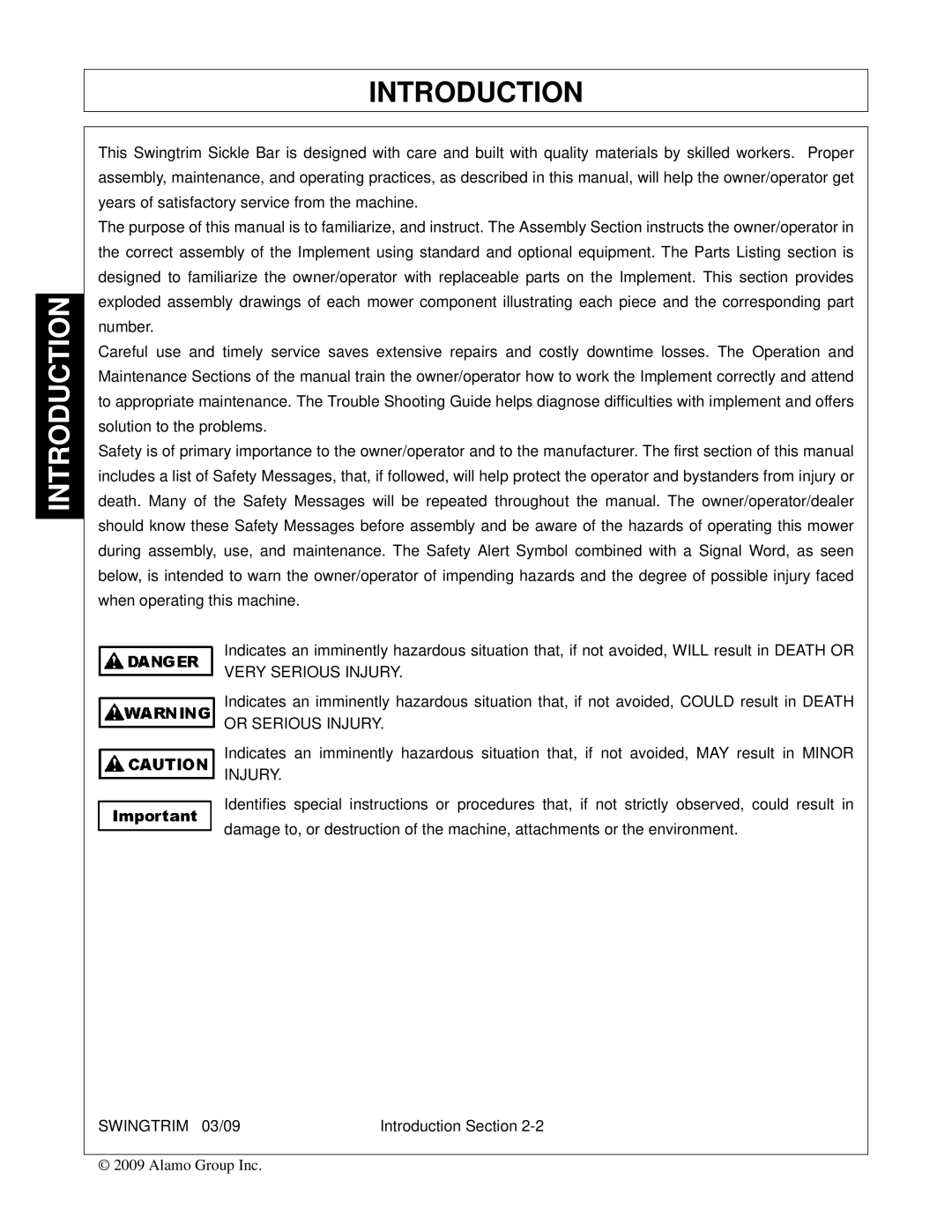 Alamo Swingtrim manual Introduction 