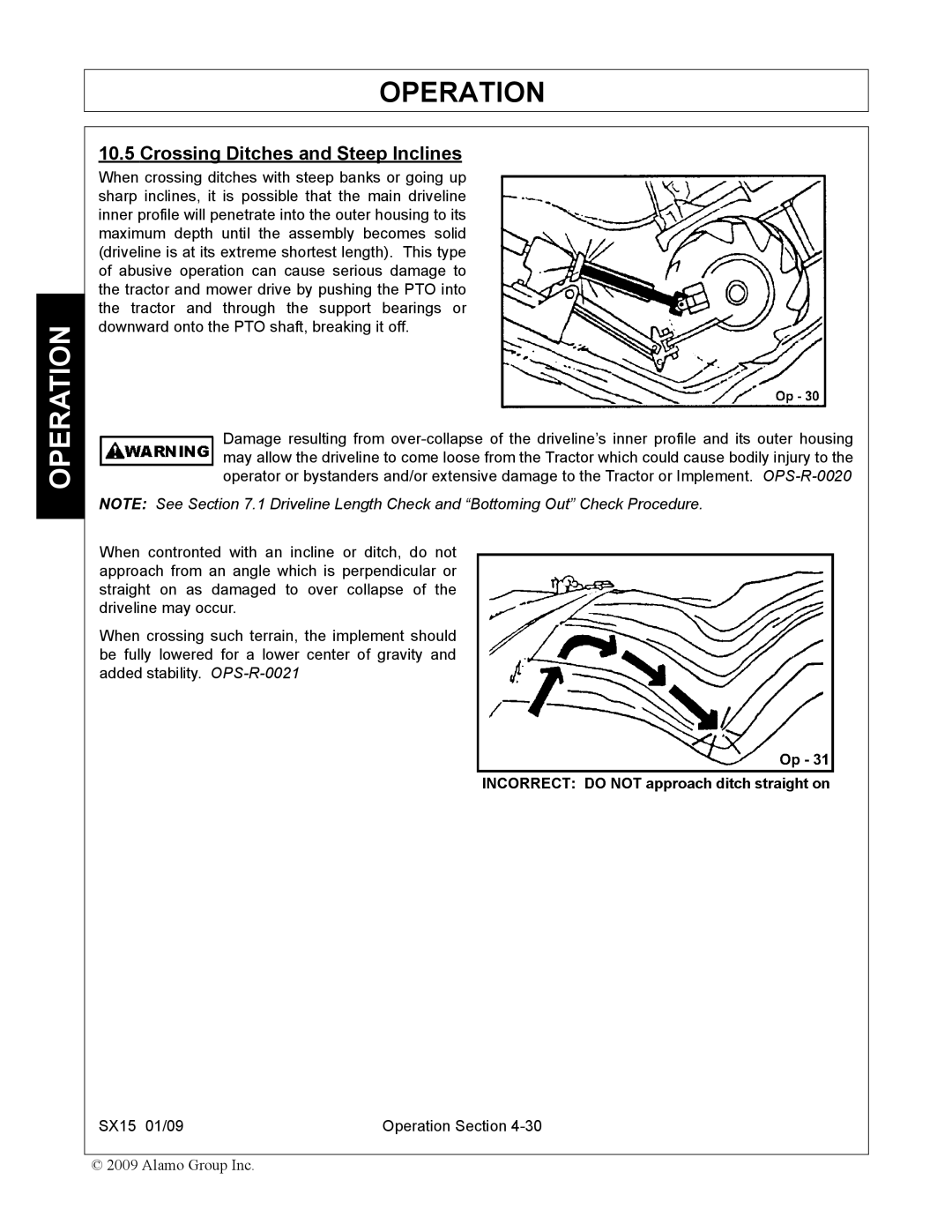 Alamo SX15 manual Crossing Ditches and Steep Inclines 