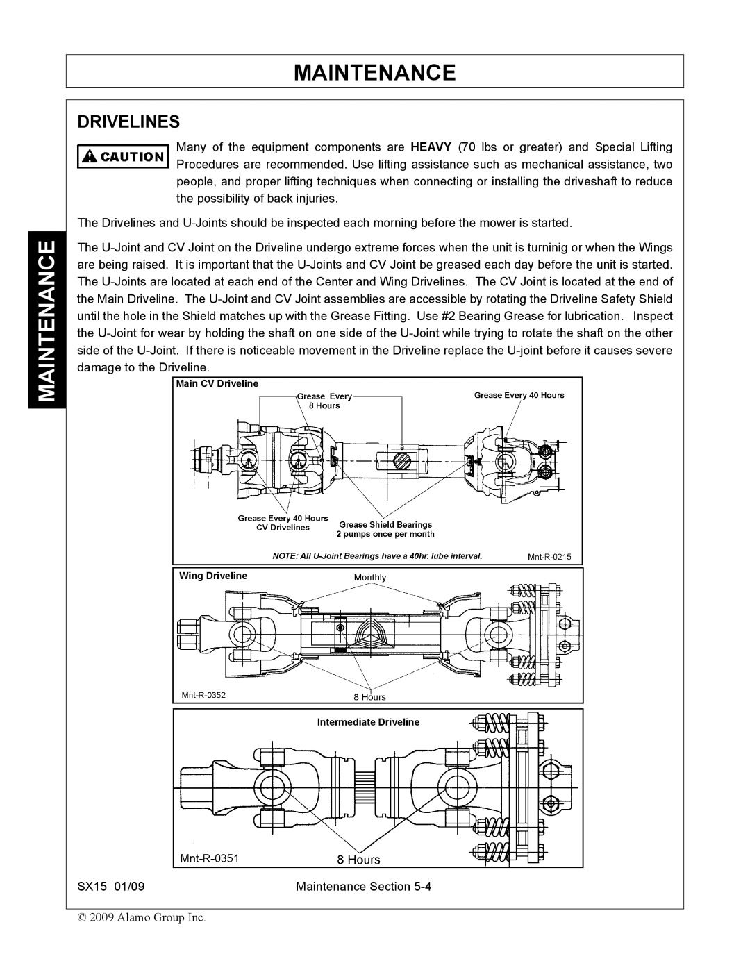 Alamo SX15 manual Drivelines 