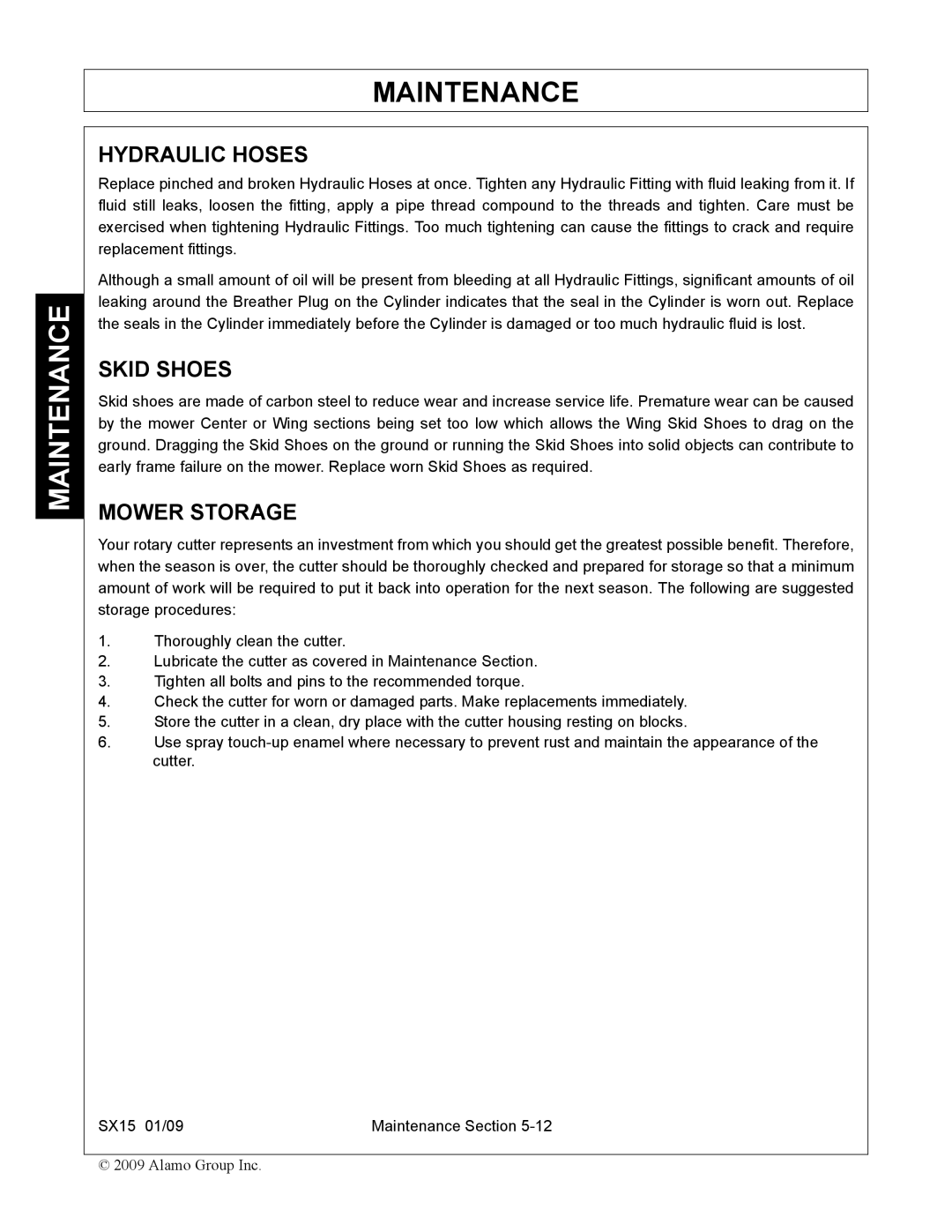 Alamo SX15 manual Hydraulic Hoses, Skid Shoes 