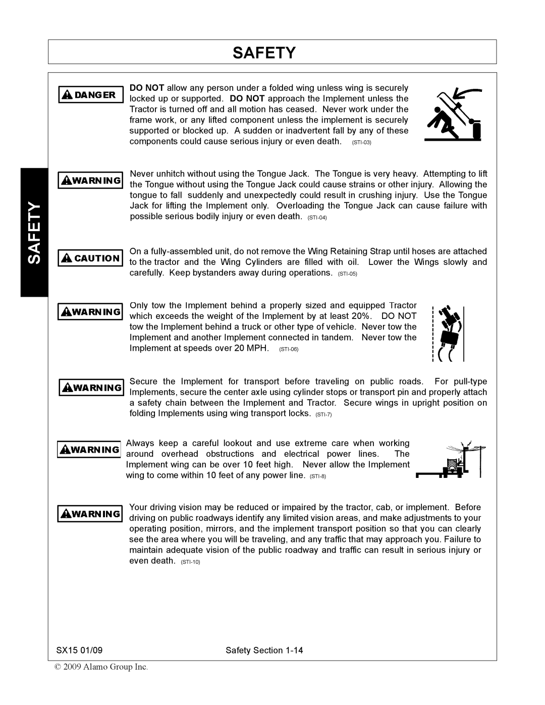 Alamo SX15 manual Safety 