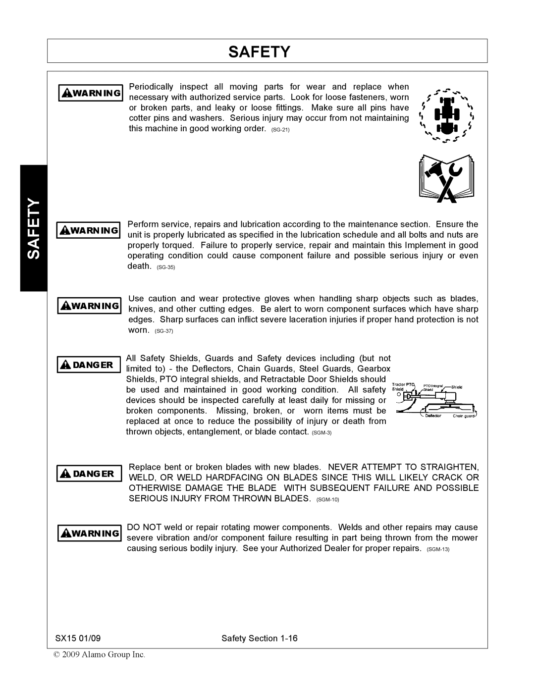 Alamo SX15 manual Safety 