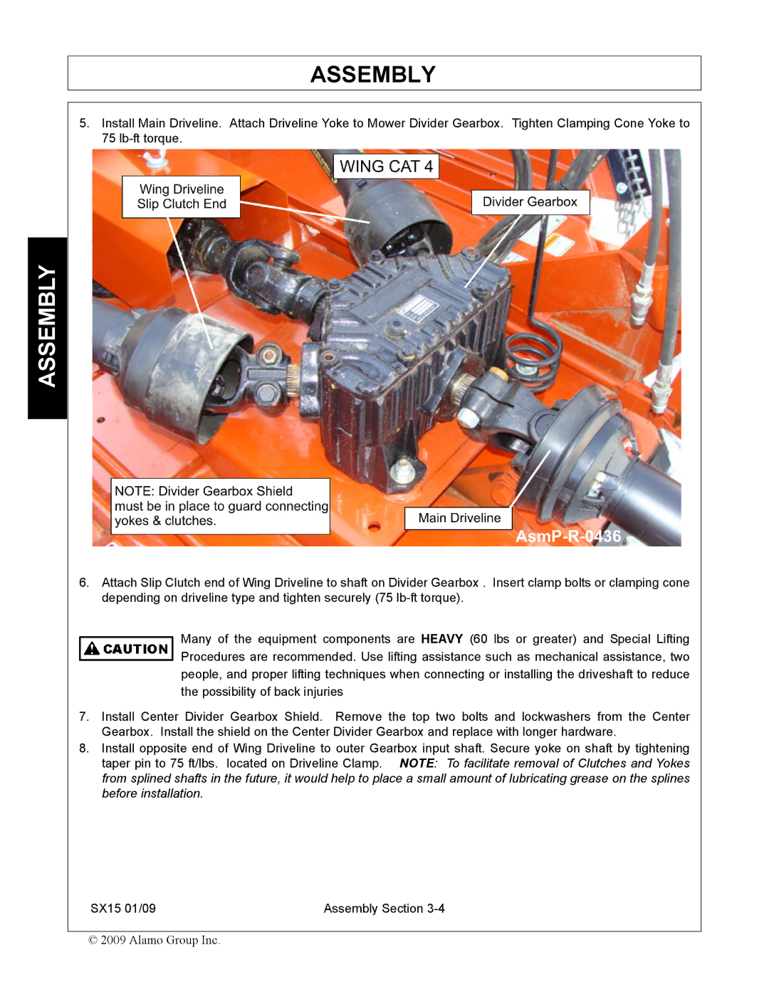 Alamo SX15 manual Assembly 