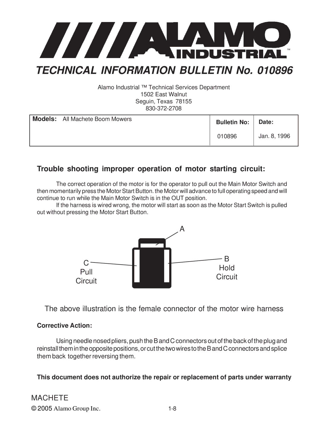 Alamo T 7740 manual Corrective Action 