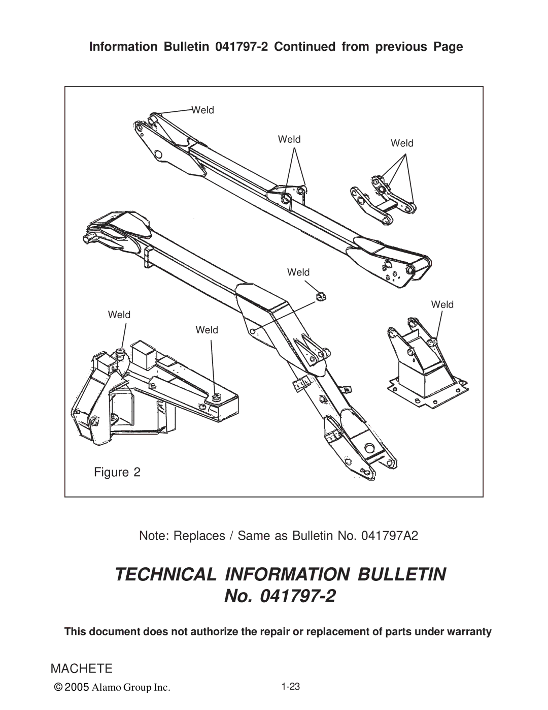 Alamo T 7740 manual Information Bulletin 041797-2 from previous 