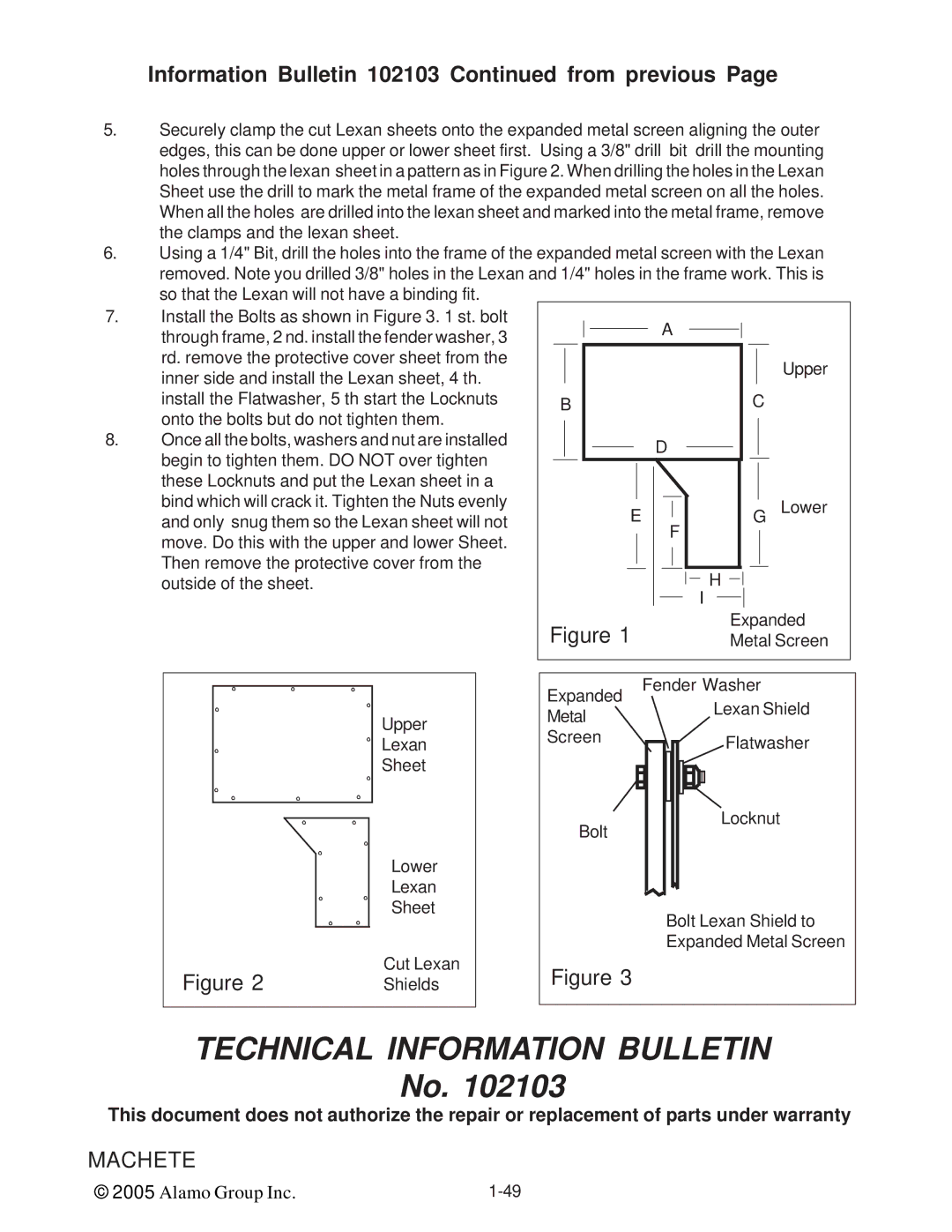 Alamo T 7740 manual Information Bulletin 102103 from previous 