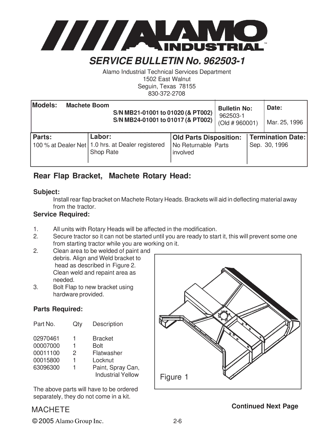 Alamo T 7740 manual Rear Flap Bracket, Machete Rotary Head, Models 