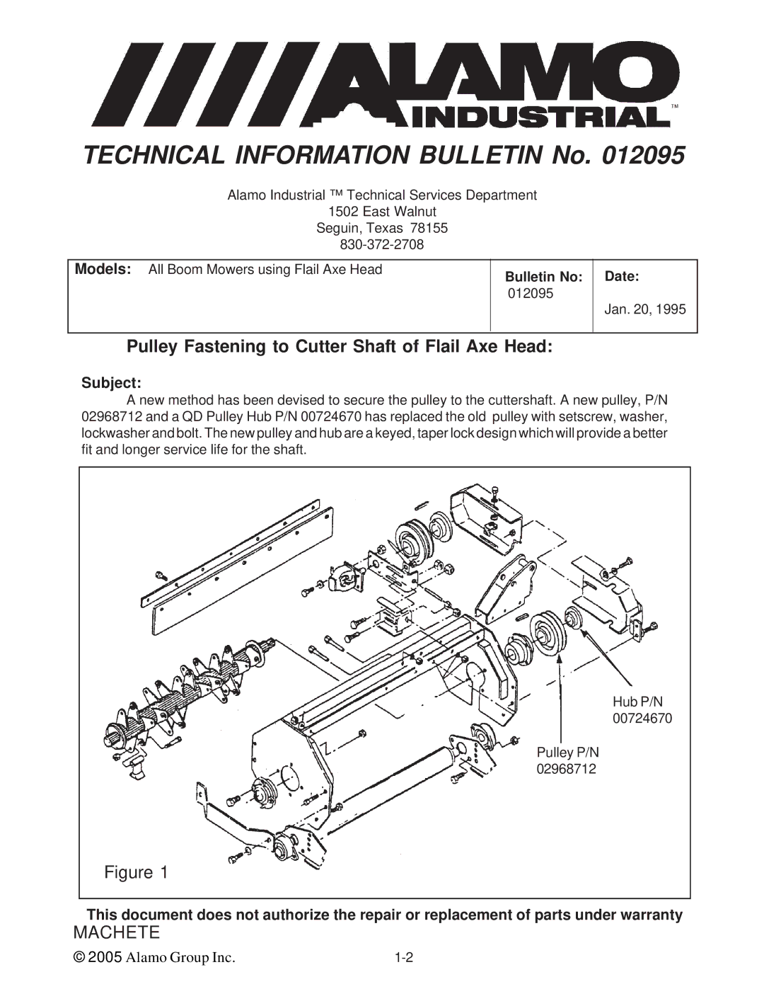 Alamo T 7740 manual Pulley Fastening to Cutter Shaft of Flail Axe Head, Subject 