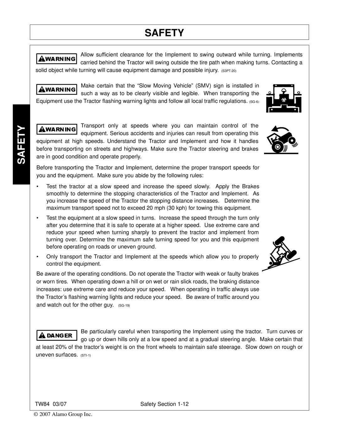 Alamo TW84 manual Safety 