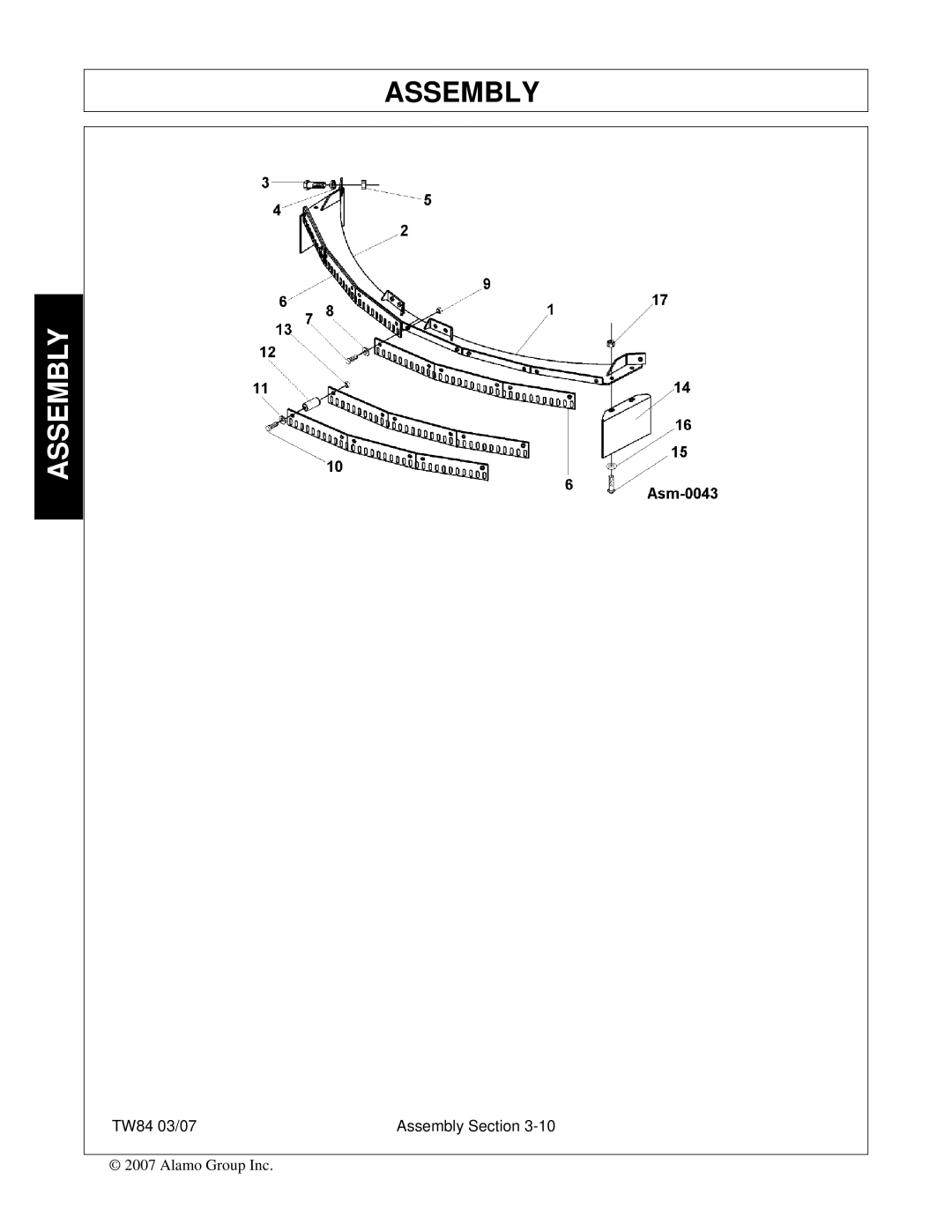 Alamo manual TW84 03/07 Assembly Section 