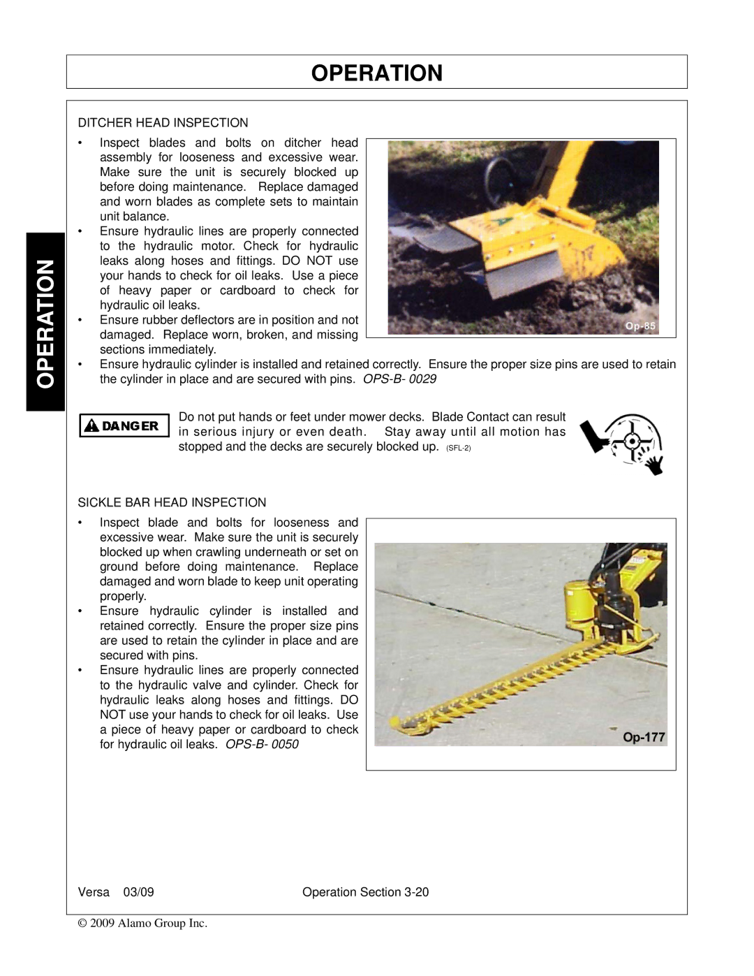 Alamo Versa Series manual Ditcher Head Inspection, Sickle BAR Head Inspection 