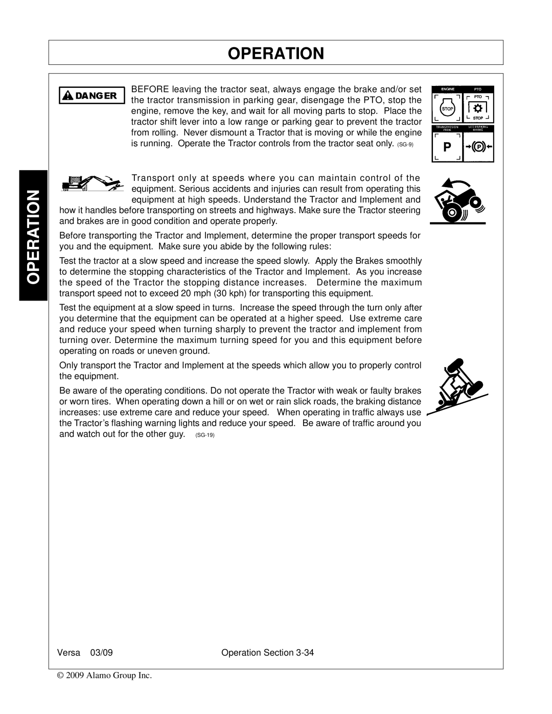 Alamo Versa Series manual Operation 