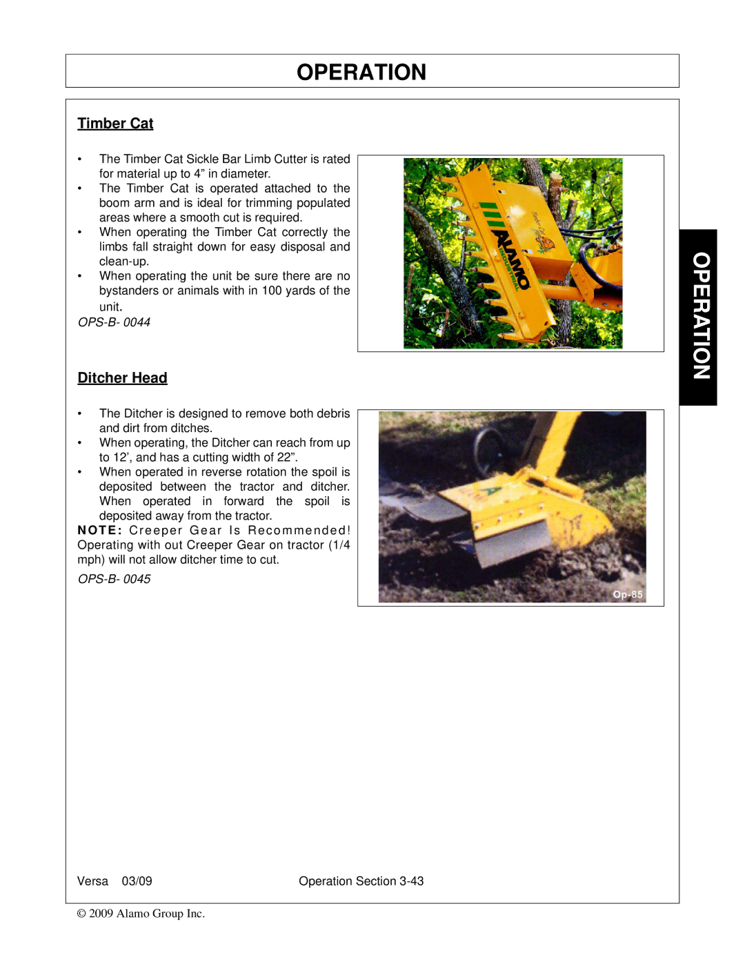 Alamo Versa Series manual Timber Cat, Ditcher Head 