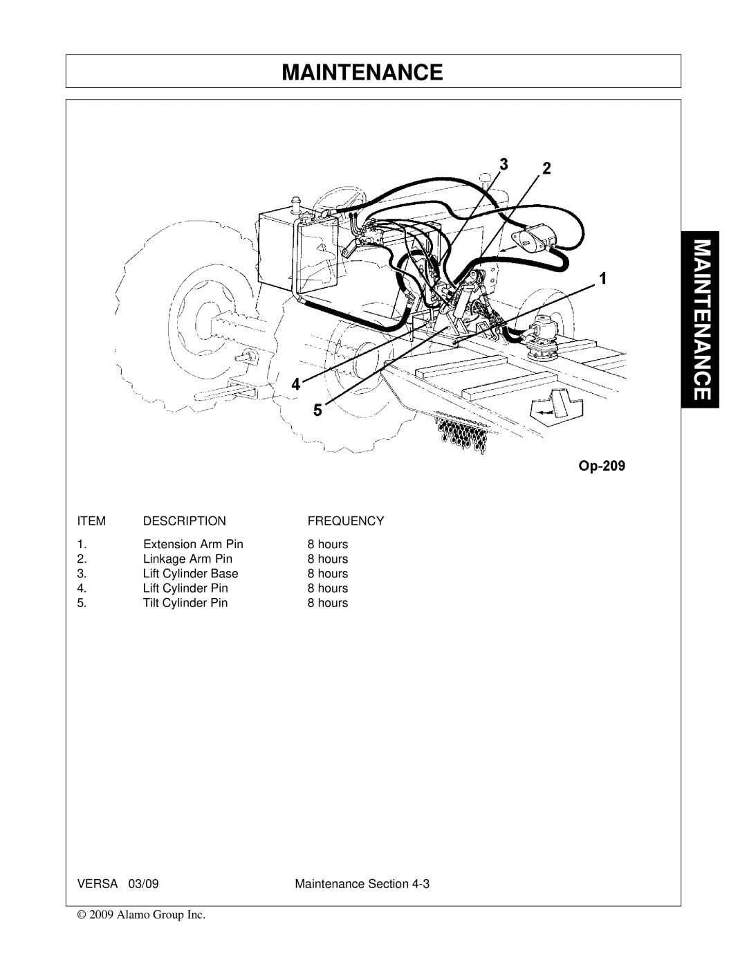 Alamo Versa Series manual Maintenance 