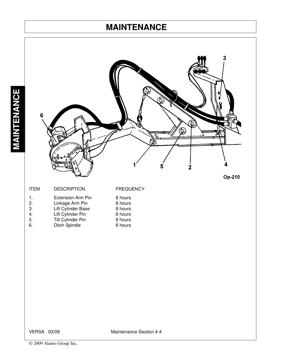 Alamo Versa Series manual Maintenance 