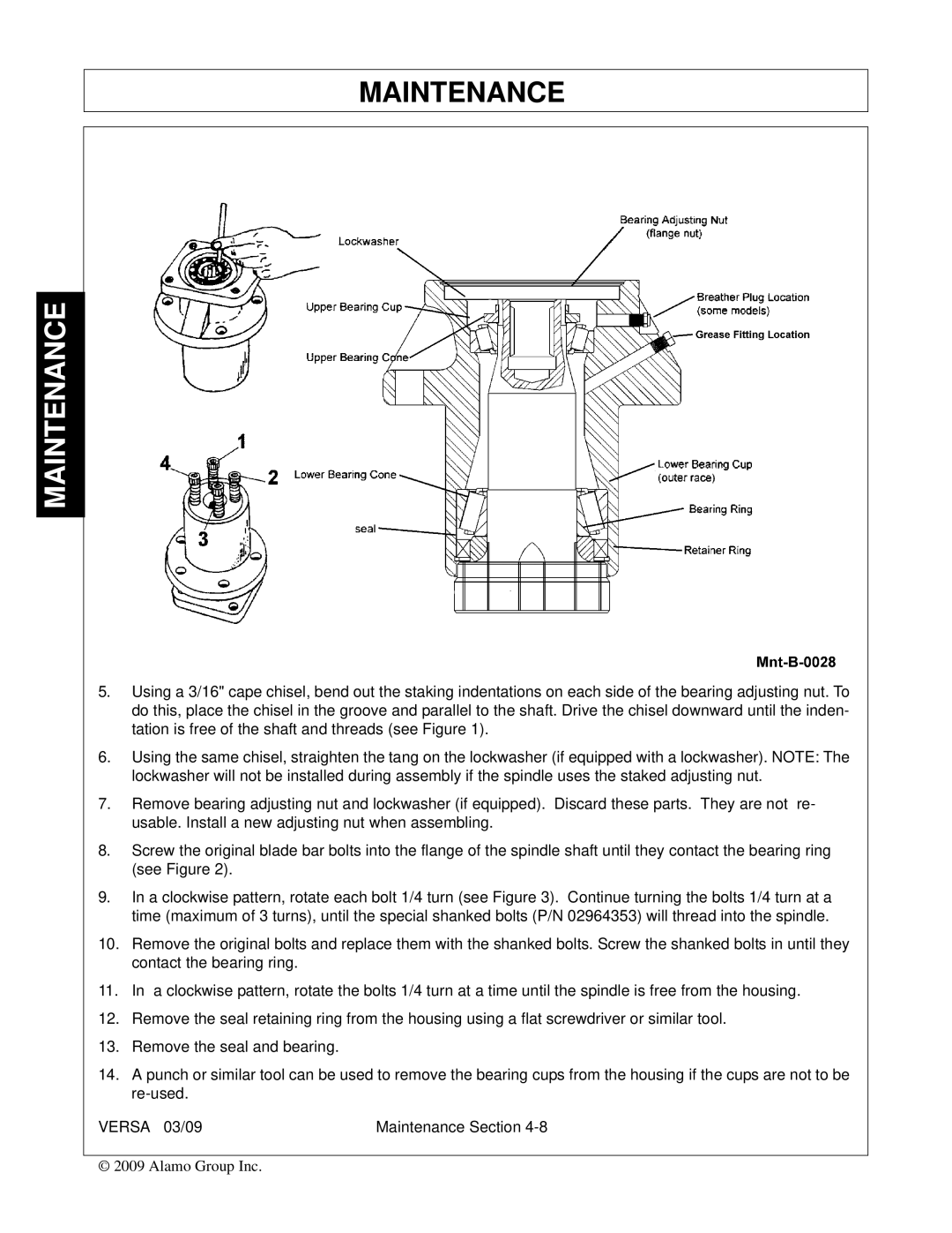 Alamo Versa Series manual Maintenance 