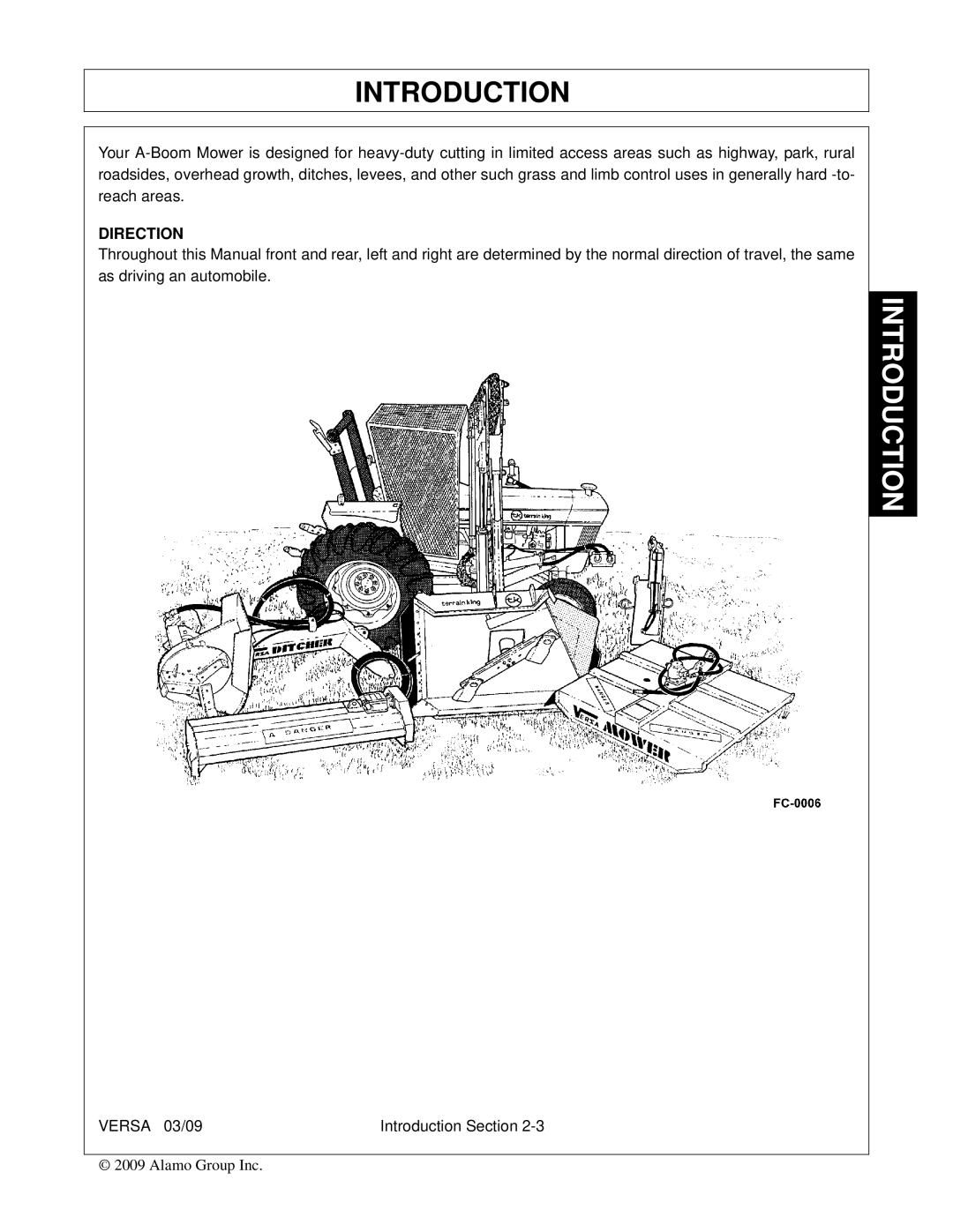 Alamo Versa Series manual Direction 