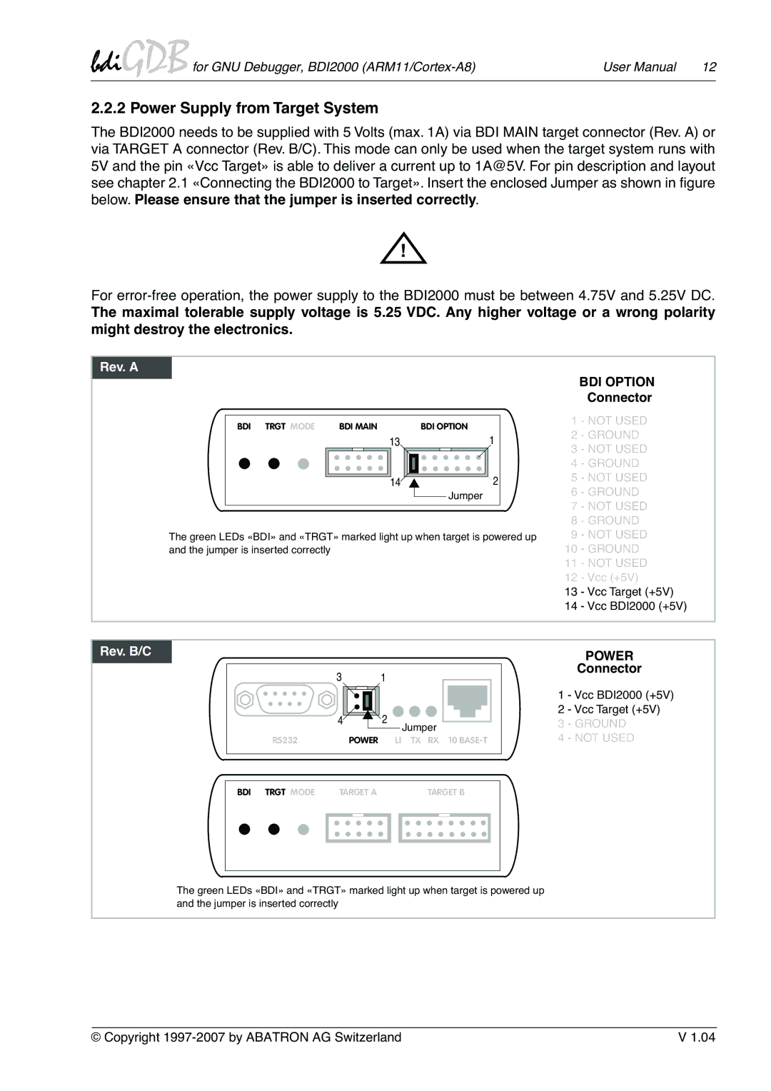 Albatron Technology ARM11/Cortex-A8 user manual Power Supply from Target System, 142 