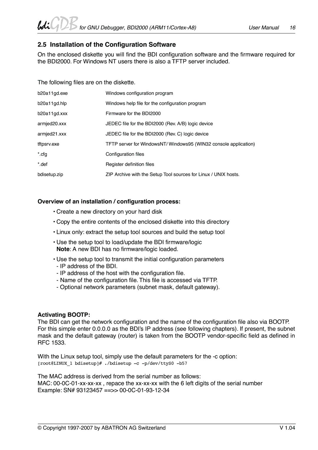 Albatron Technology ARM11/Cortex-A8 user manual Installation of the Conﬁguration Software, Activating Bootp 