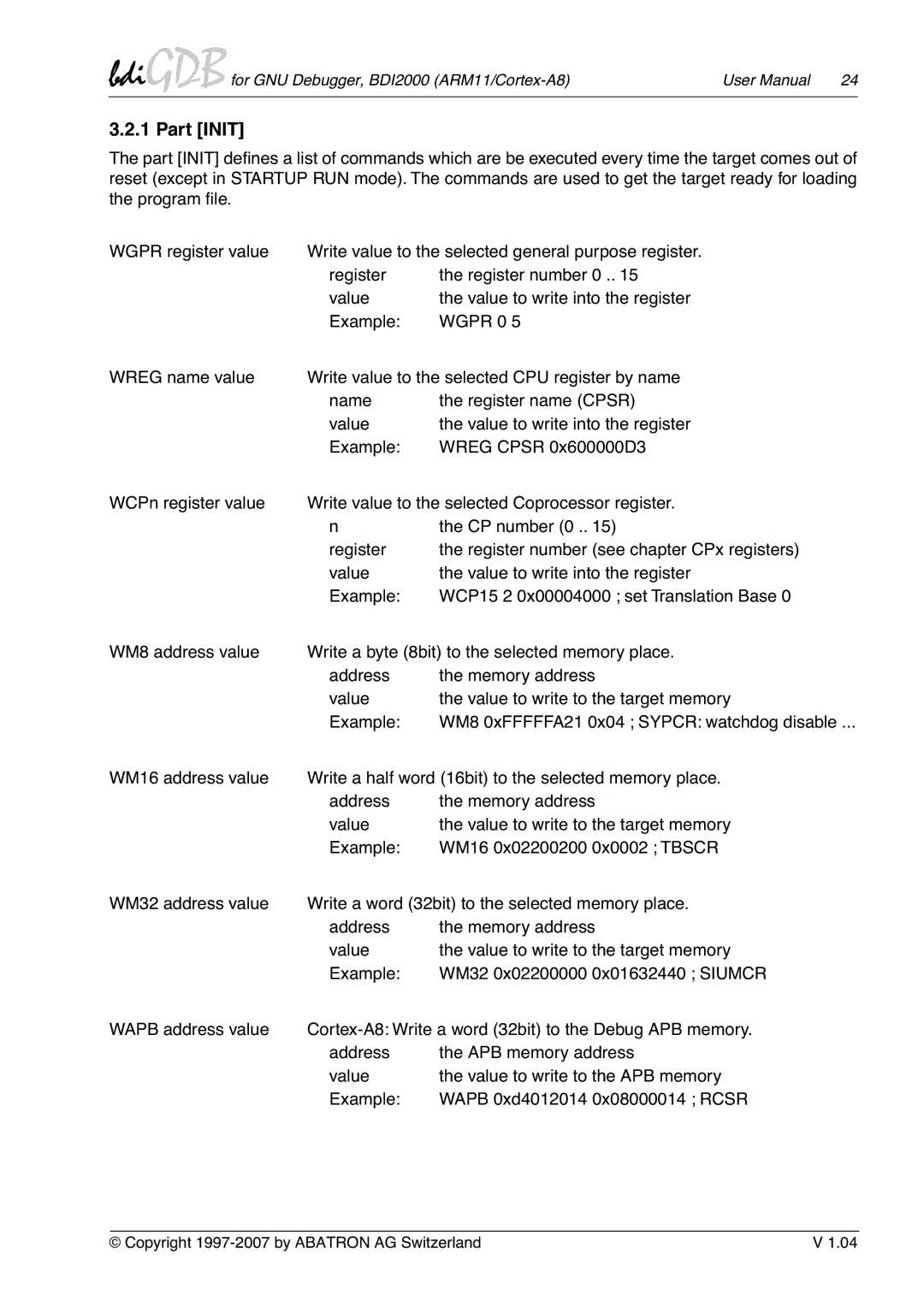 Albatron Technology ARM11/Cortex-A8 user manual Part Init 