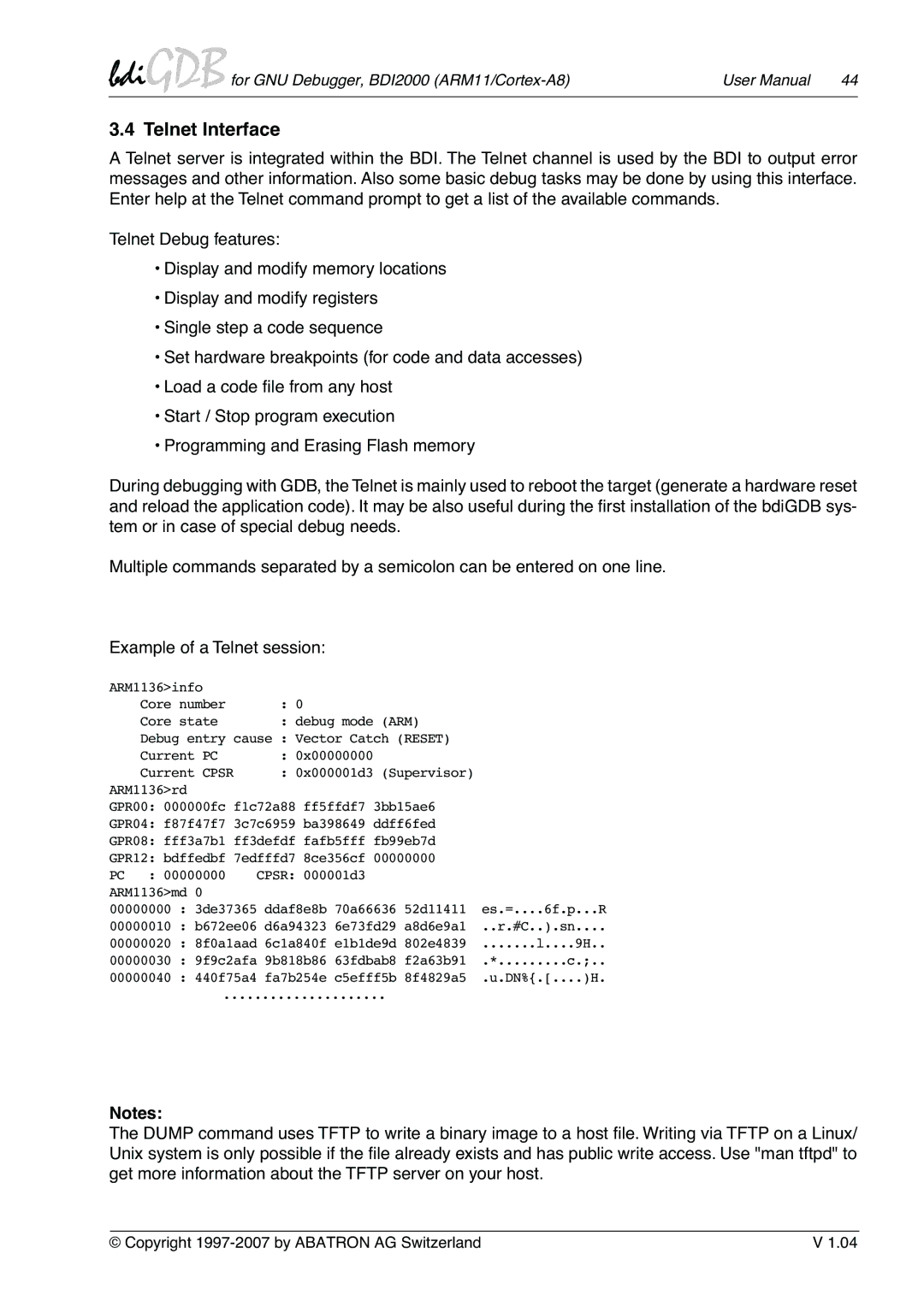 Albatron Technology ARM11/Cortex-A8 user manual Telnet Interface 