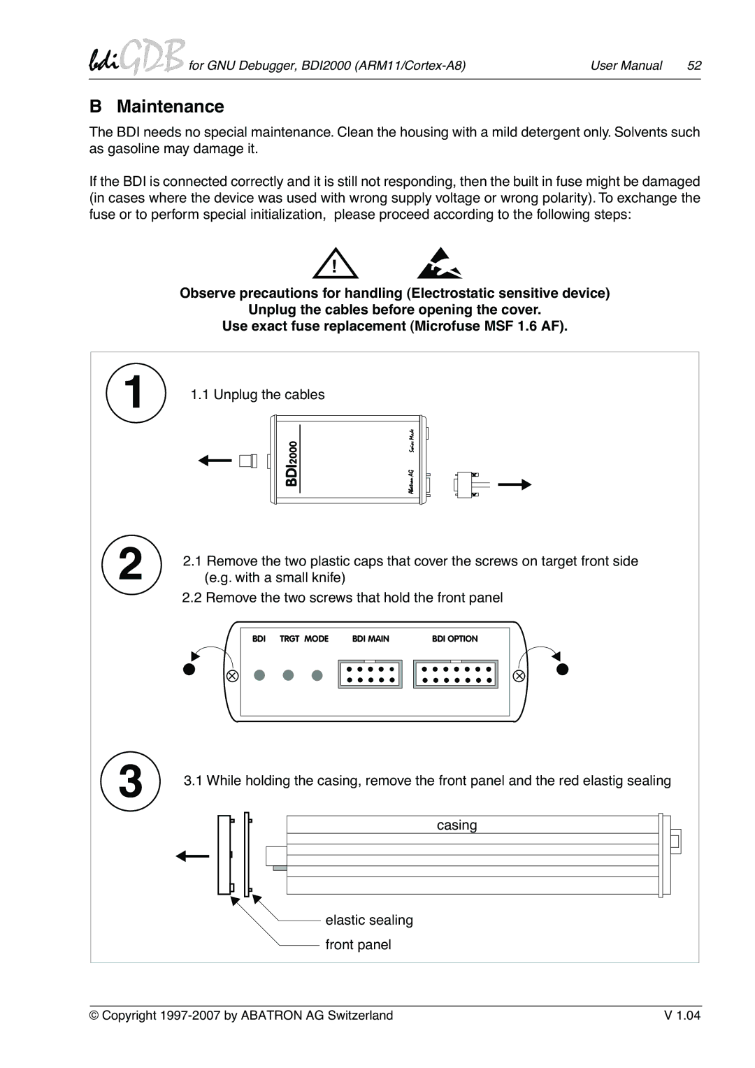 Albatron Technology ARM11/Cortex-A8 user manual Maintenance, Unplug the cables 