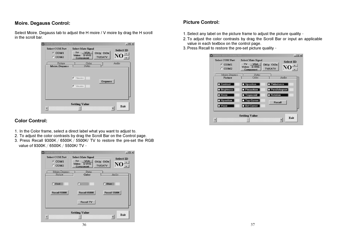 Albatron Technology DM-6952KF, DM-5952KF user manual Moire. Degauss Control 