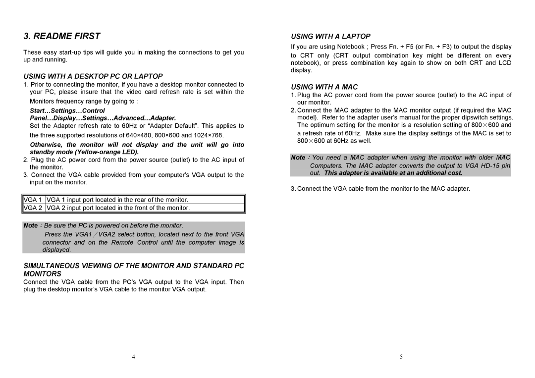 Albatron Technology DM-6952KF, DM-5952KF user manual Readme First, Using with a Desktop PC or Laptop 